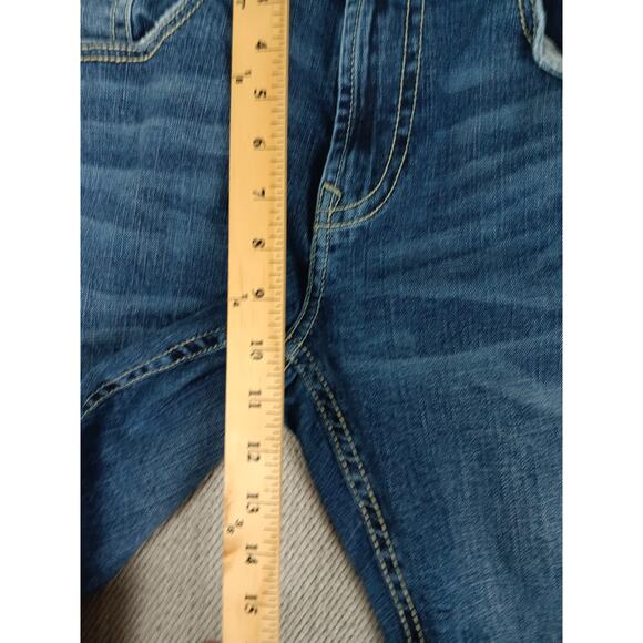 T.K. Axel Slim Boot Jeans Mens 34X31 Blue Embroidered Flaps Western Thick Stitch - Picture 12 of 15